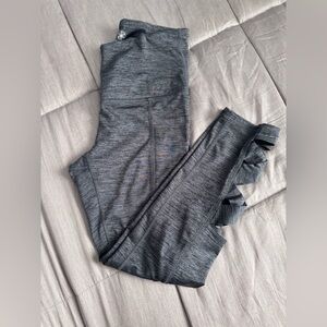 GAIAM Womens Cropped Athletic Leggings Cutout Gray Space Dye Size XS